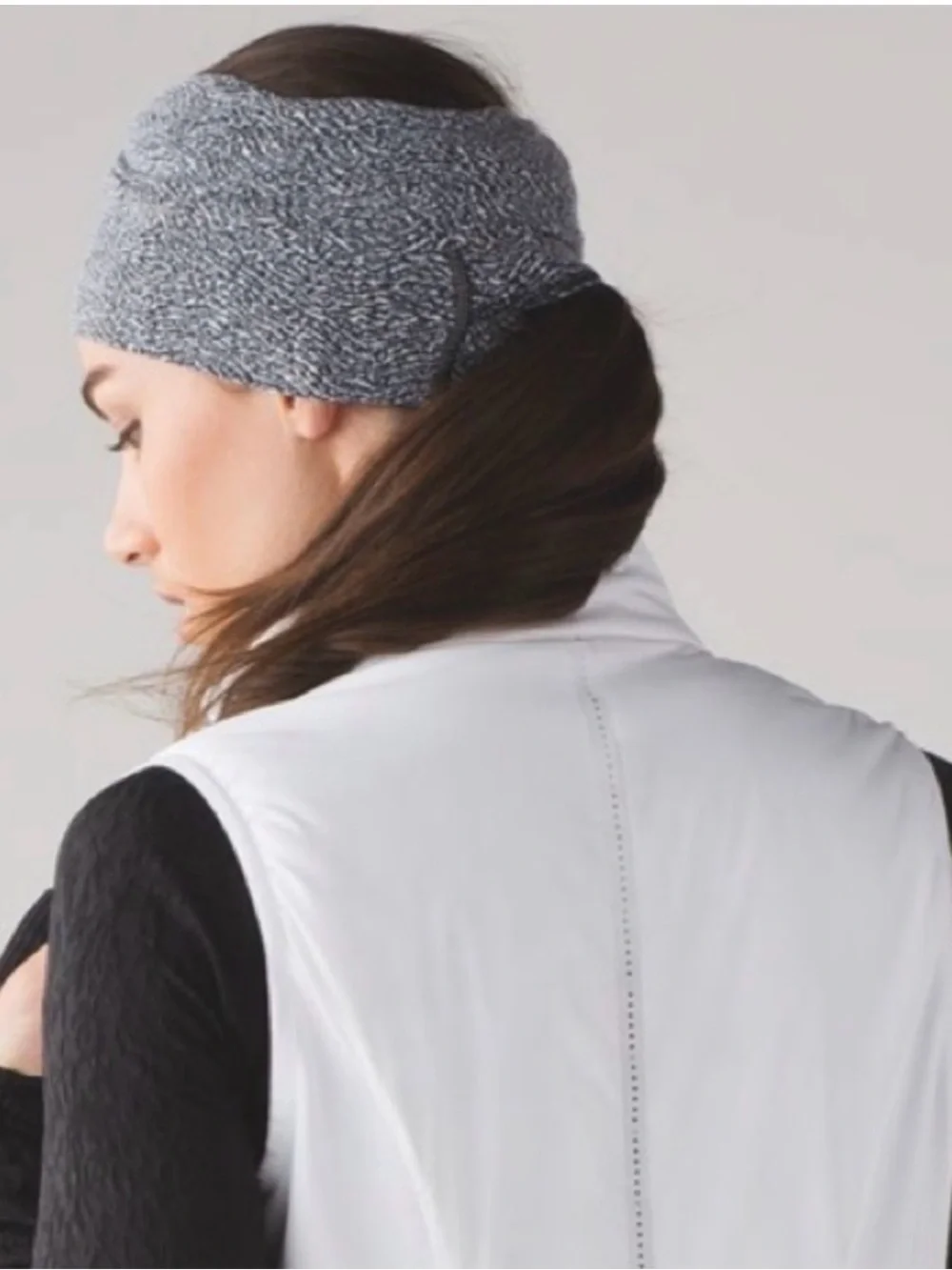 Lululemon Gray Knit Headband and Hat with ponytail hole